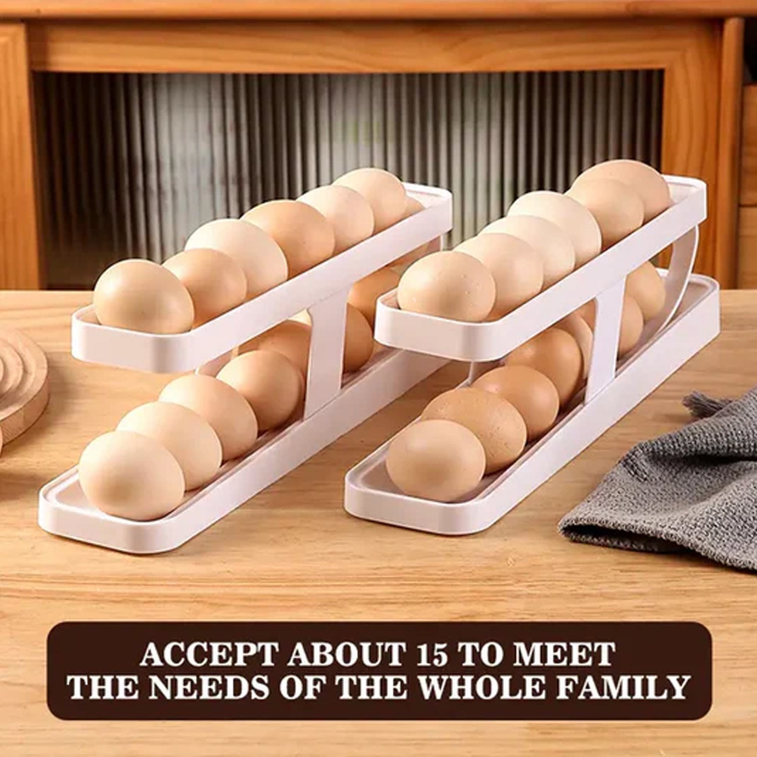 Plastic 2-Tier Rolling Egg Dispenser For 12-14 Eggs (1 Pc) Plastic 2-Tier Rolling Egg Dispenser For 12-14 Eggs (1 Pc)